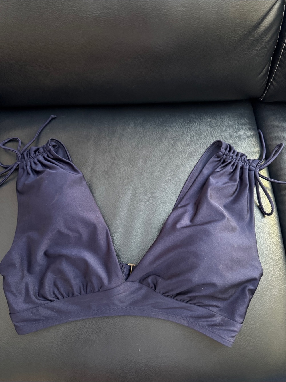 Time and Tru Navy Triangle Bandeau Swim Top